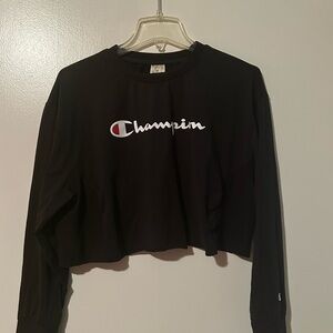 Champion Black Crop Long Sleeve Tee